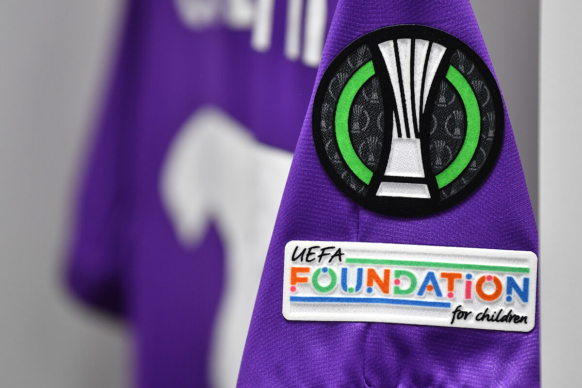 Image showing a Europa League badge alongside the UEFA Foundation badge on a sleeve