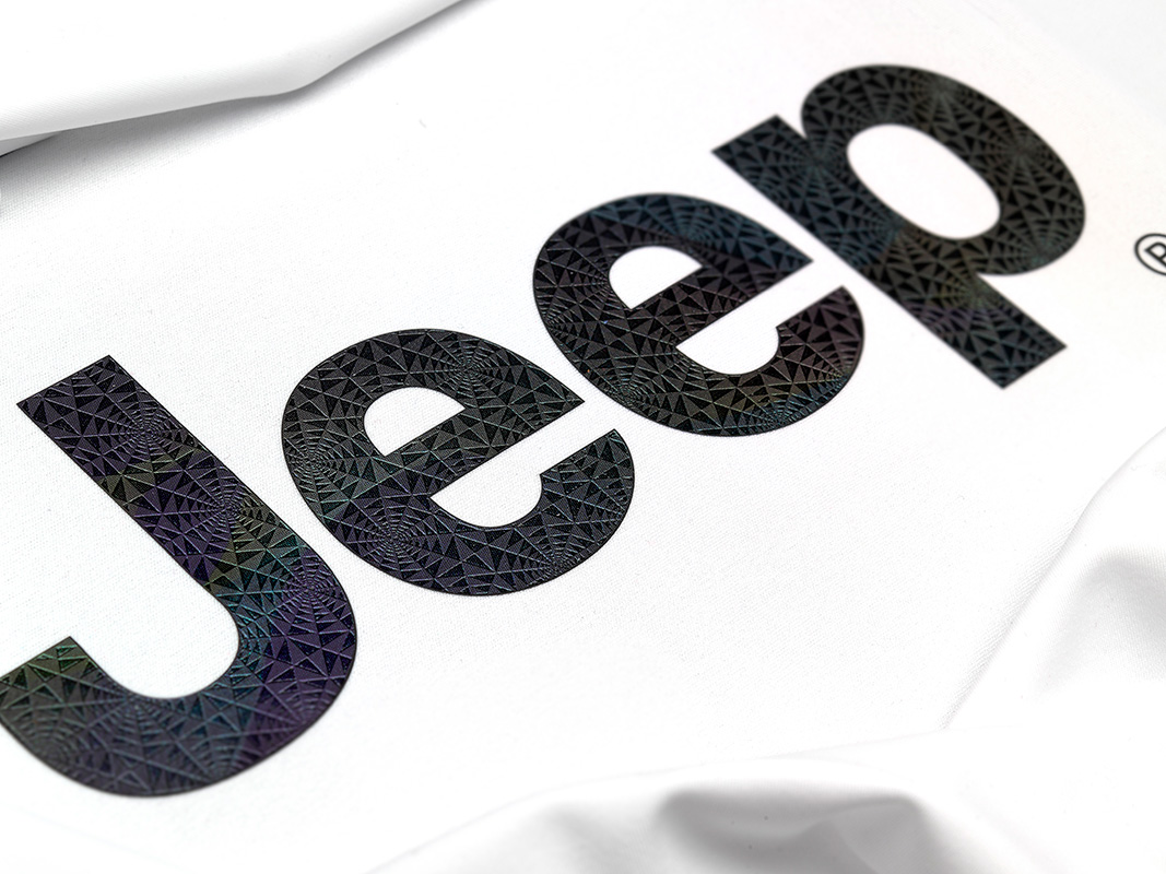 Image showing detailed Ultratex textured transfers in the Jeep logo