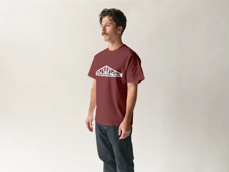 Image showing a male model wearing a Fulham shirt in brown