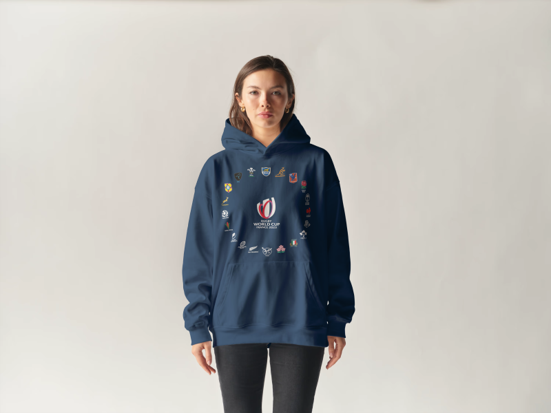 Image showing a Rugby World cup hoodie being worn by a female model