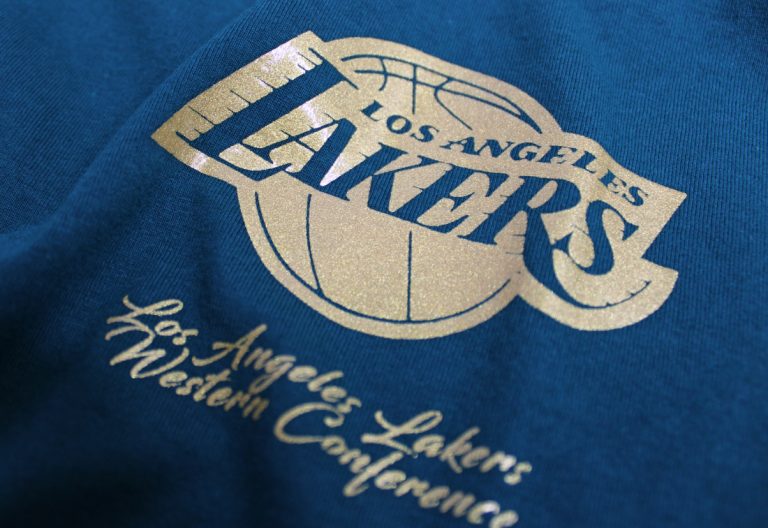 Image showing the detail on a LA Lakers apparel logo