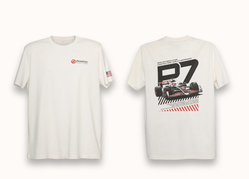 Image showing a Haas t shirt celebrating their 7th place finish, manufactured by ID UNLIMITED